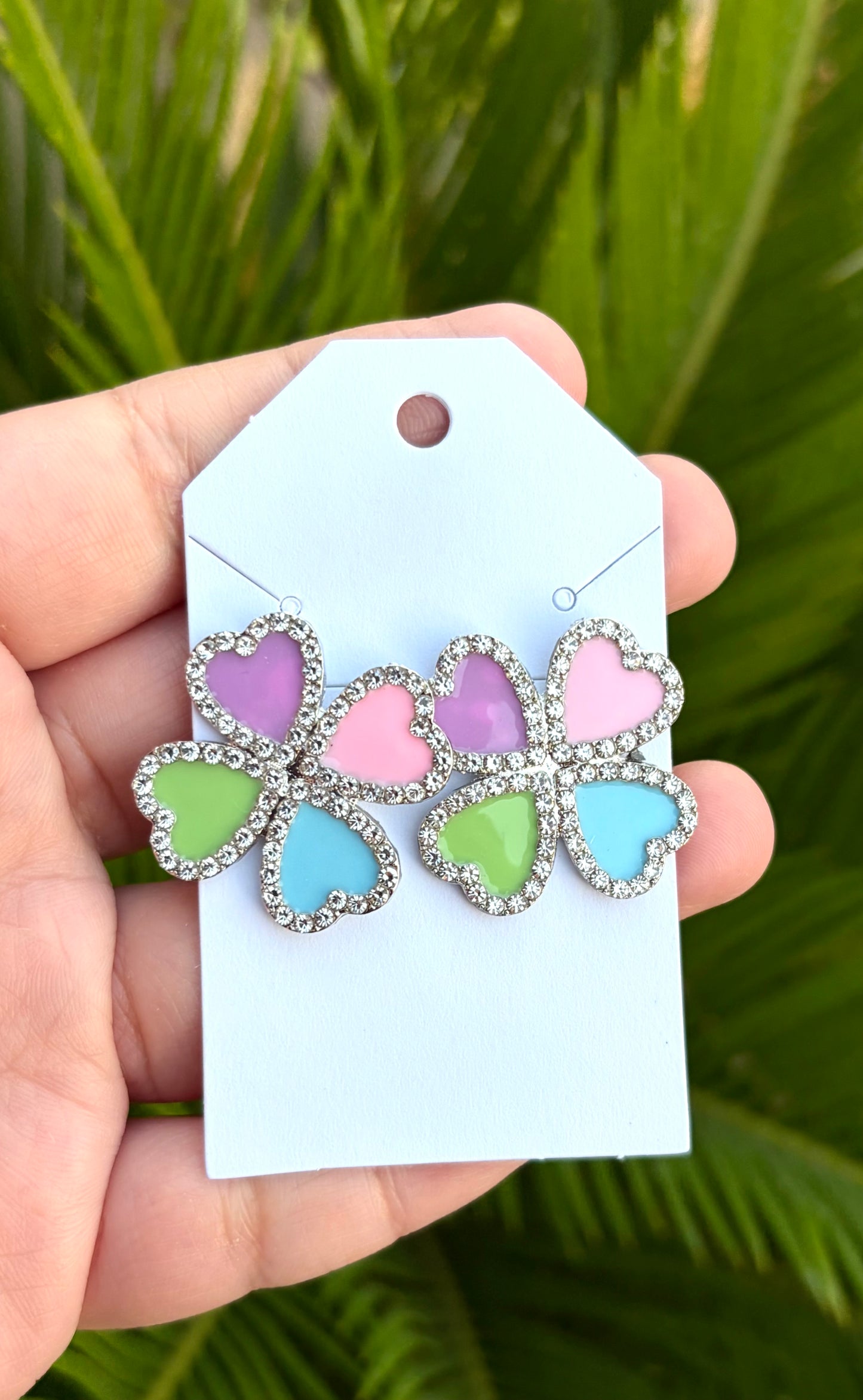 Multicolored clover studs