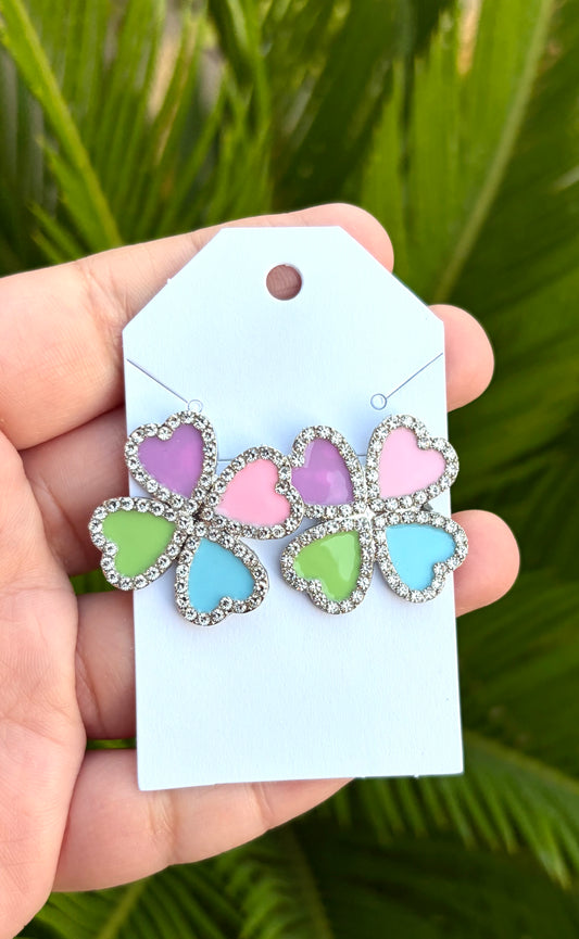 Multicolored clover studs