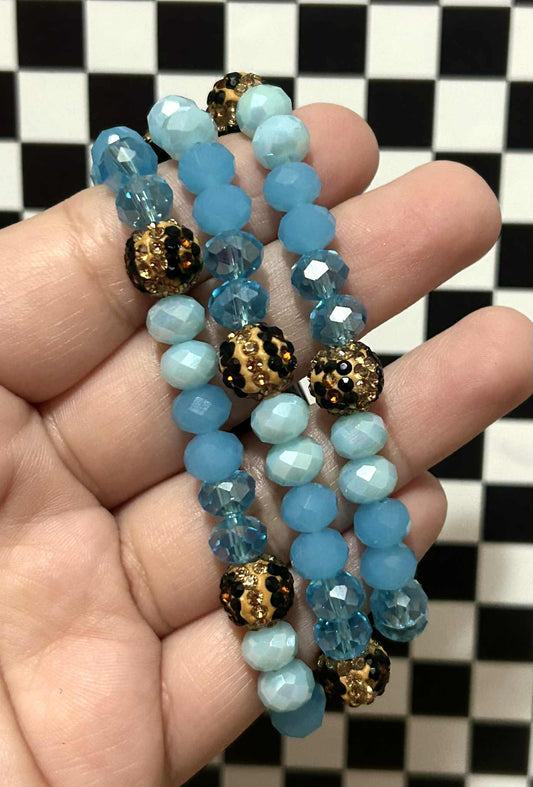 Blue and leopard bracelet set