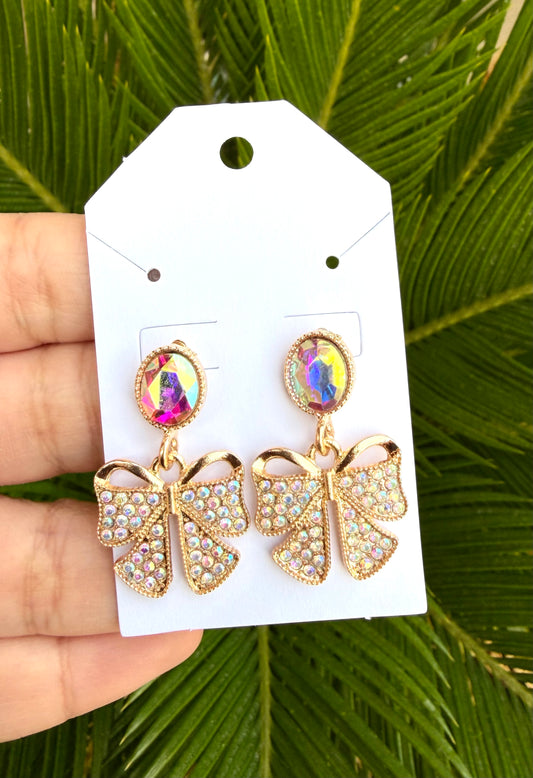 Iridescent bow earrings