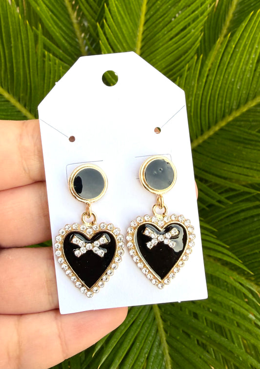 Black heart earrings