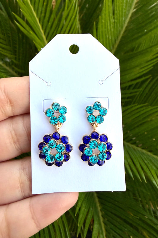 Blue floral earrings
