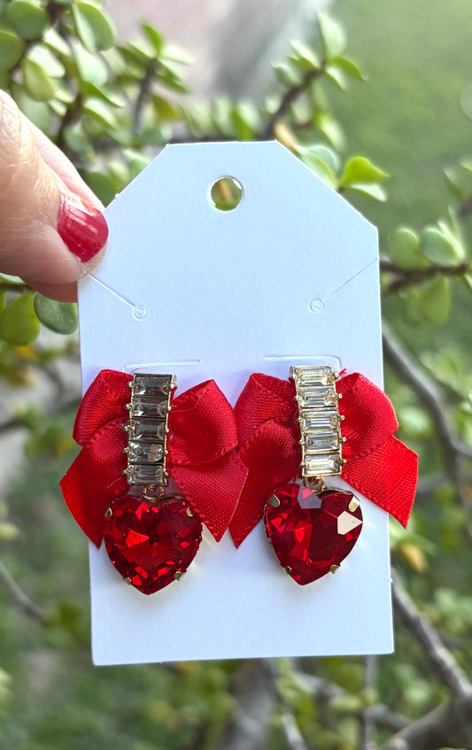 Heart bow earrings